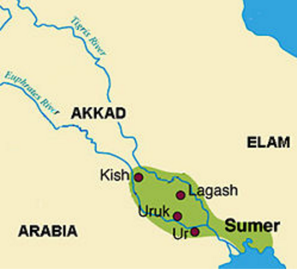 sumerian civilization map